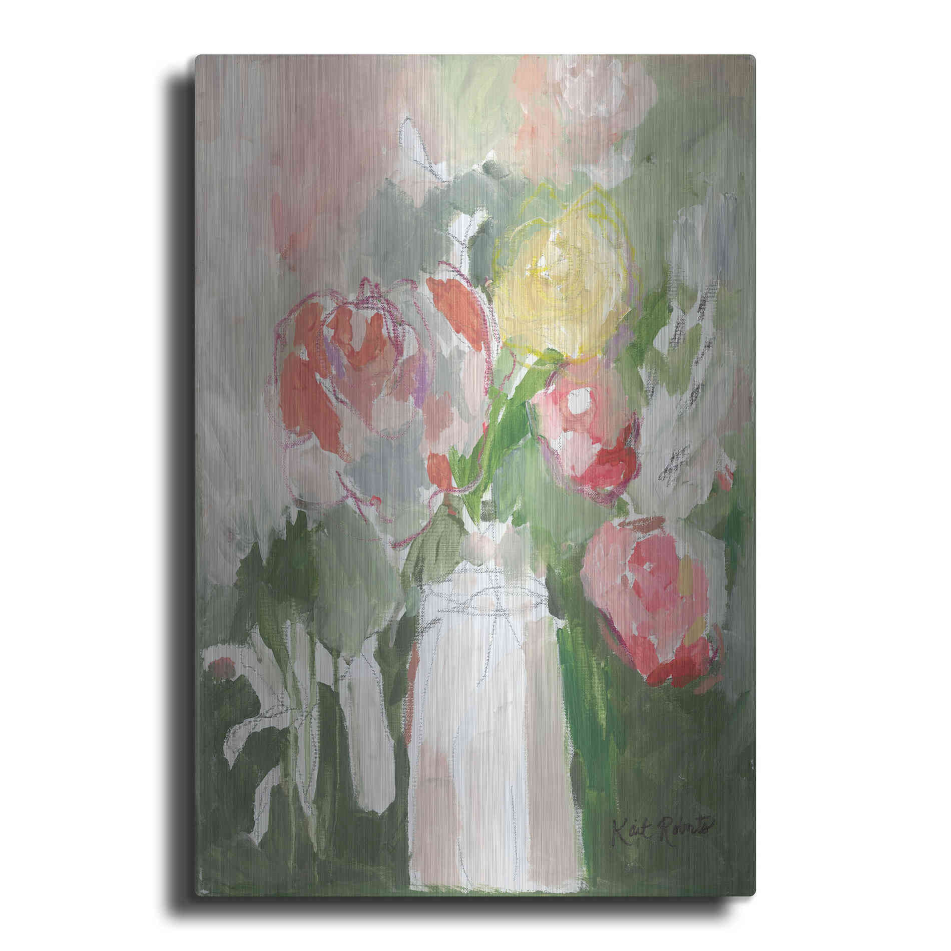 Luxe Metal Art 'Flowers for Diane' by Kait Roberts, Metal Wall Art