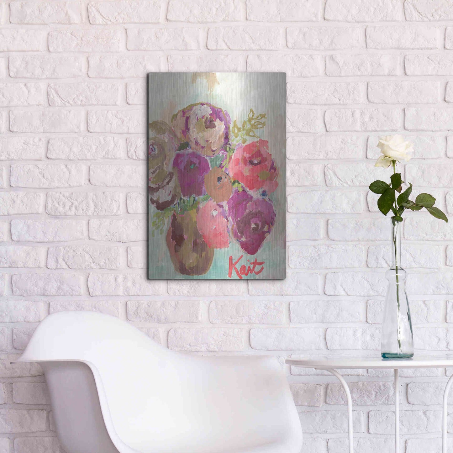 Luxe Metal Art 'Heart Healing Flowers' by Kait Roberts, Metal Wall Art,16x24