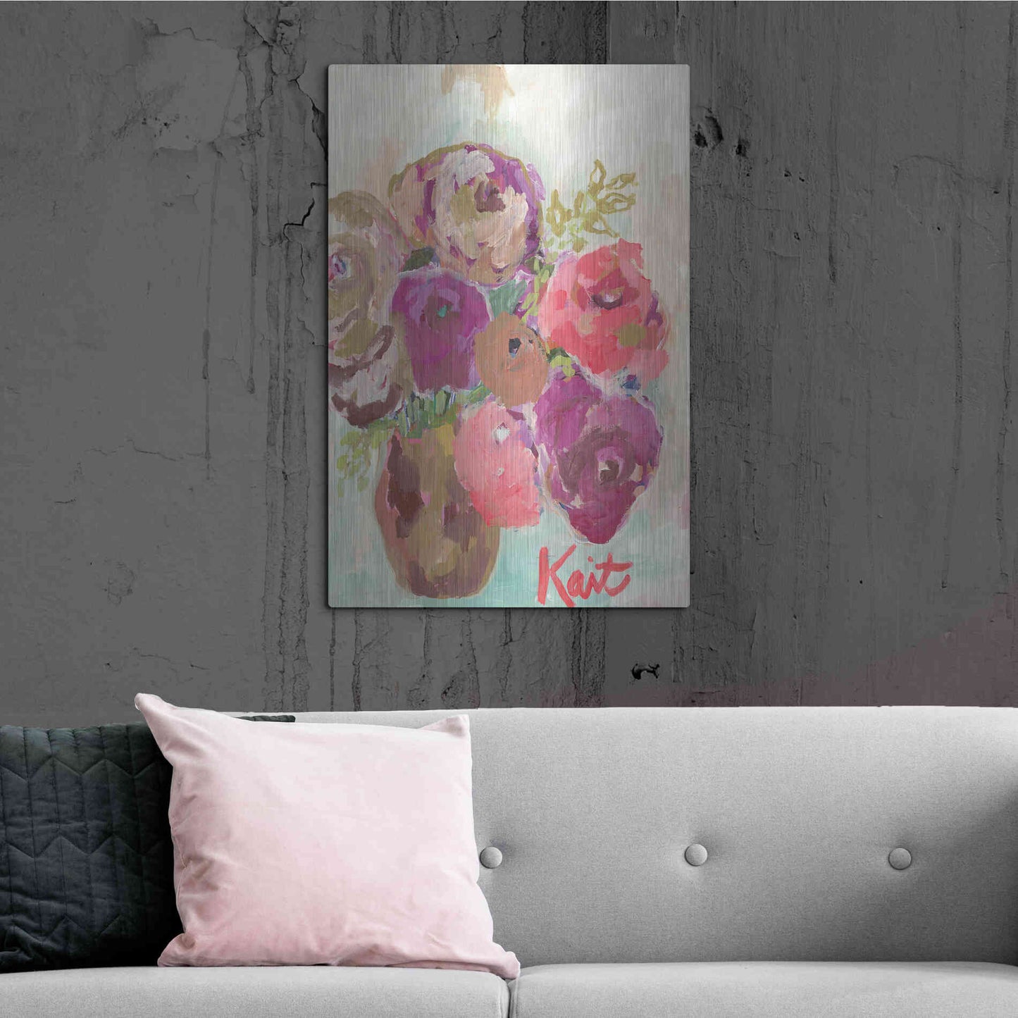 Luxe Metal Art 'Heart Healing Flowers' by Kait Roberts, Metal Wall Art,24x36