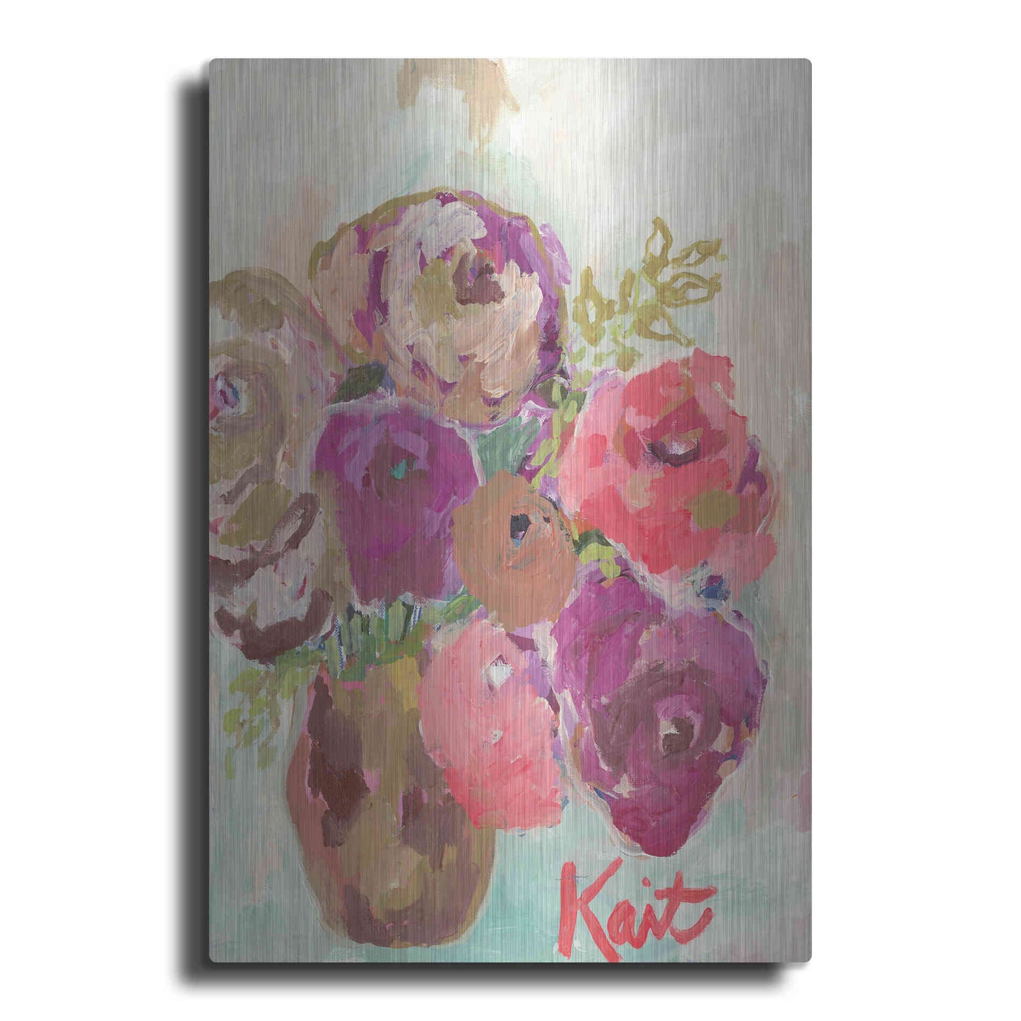 Luxe Metal Art 'Heart Healing Flowers' by Kait Roberts, Metal Wall Art