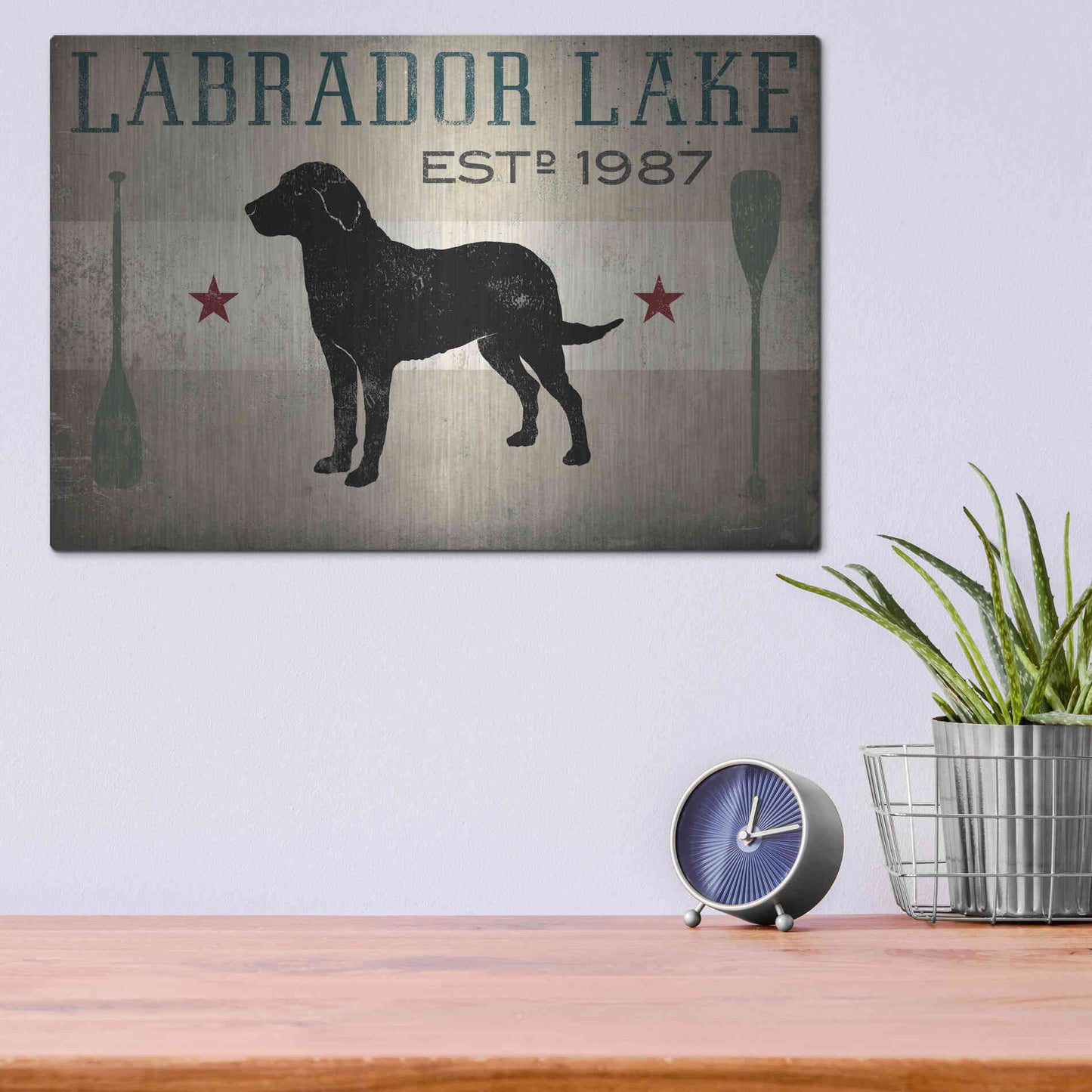 Luxe Metal Art 'Labrador Lake' by Ryan Fowler, Metal Wall Art,16x12