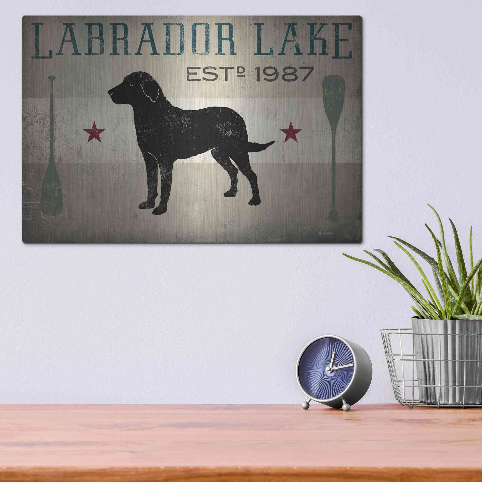 Luxe Metal Art 'Labrador Lake' by Ryan Fowler, Metal Wall Art,16x12
