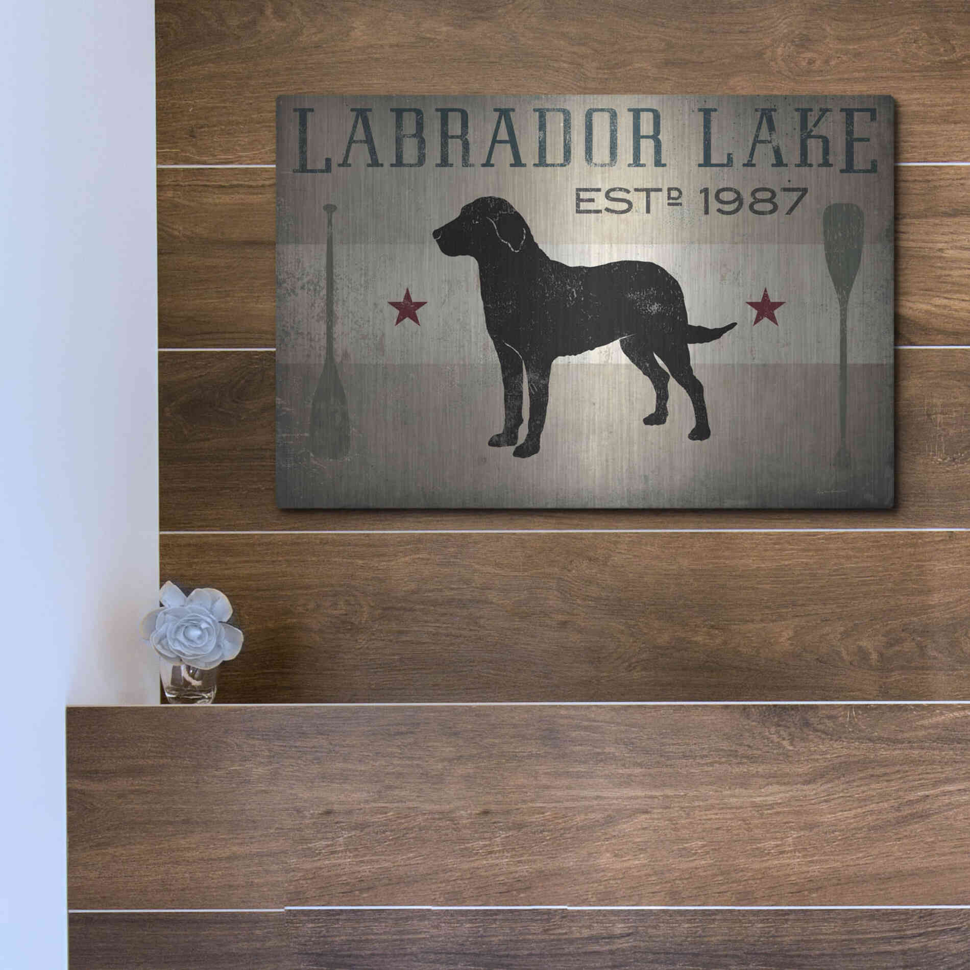 Luxe Metal Art 'Labrador Lake' by Ryan Fowler, Metal Wall Art,16x12