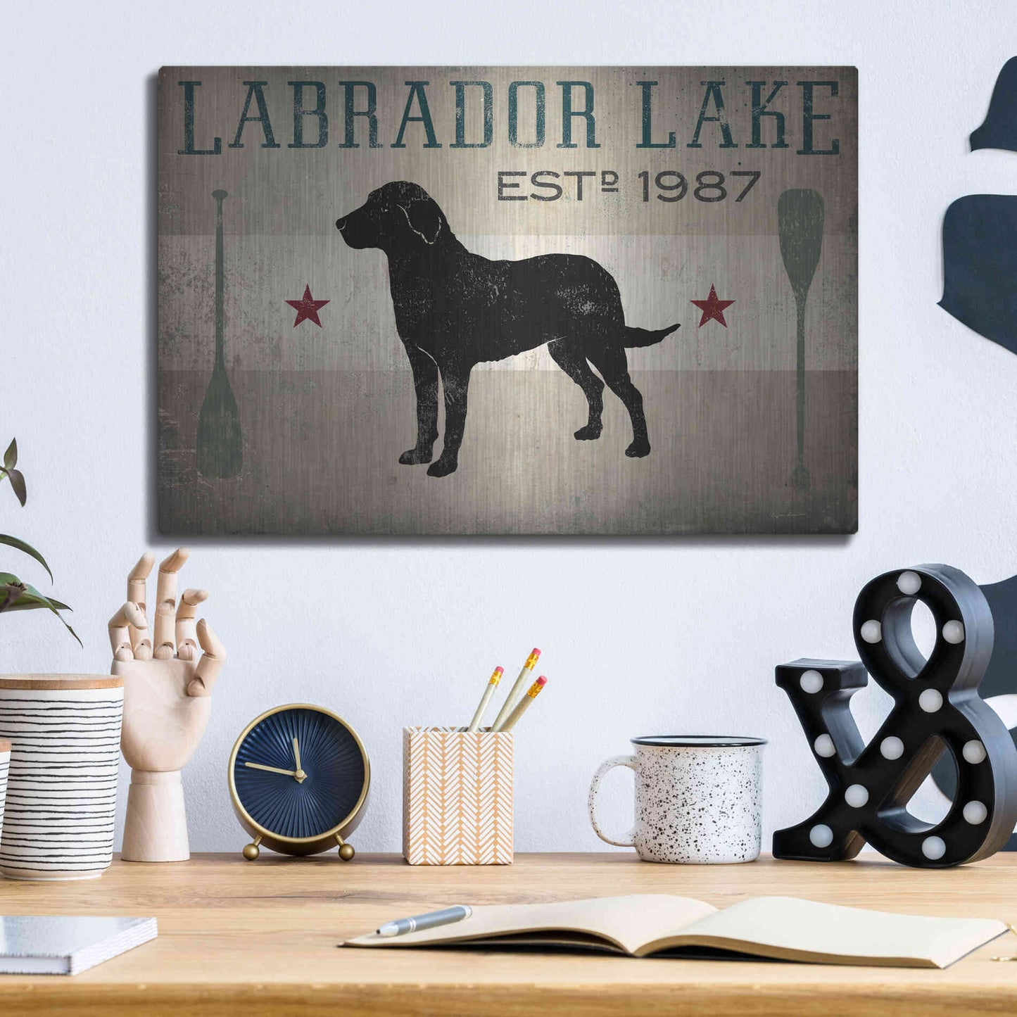 Luxe Metal Art 'Labrador Lake' by Ryan Fowler, Metal Wall Art,16x12