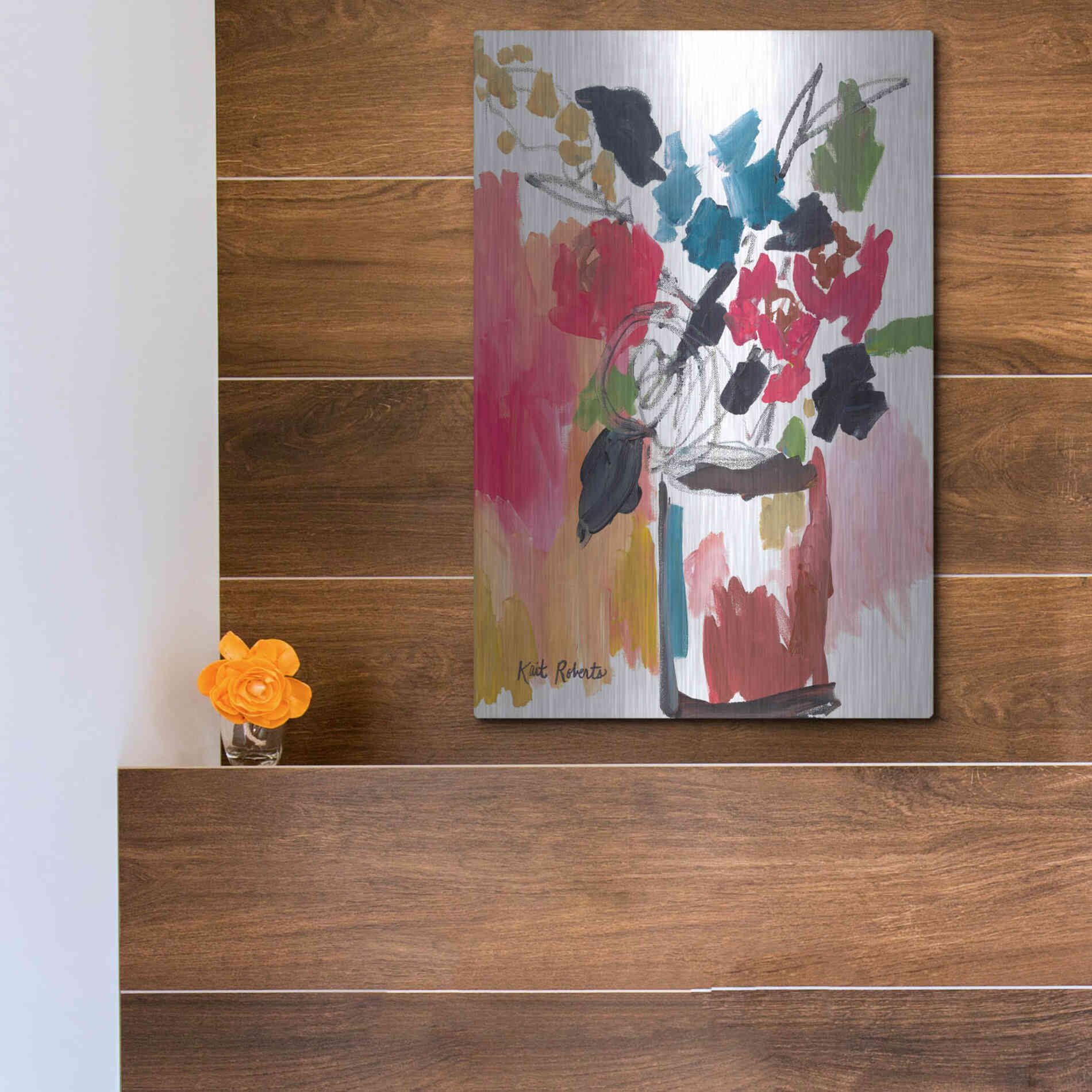 Luxe Metal Art 'Red Lipstick' by Kait Roberts, Metal Wall Art,12x16