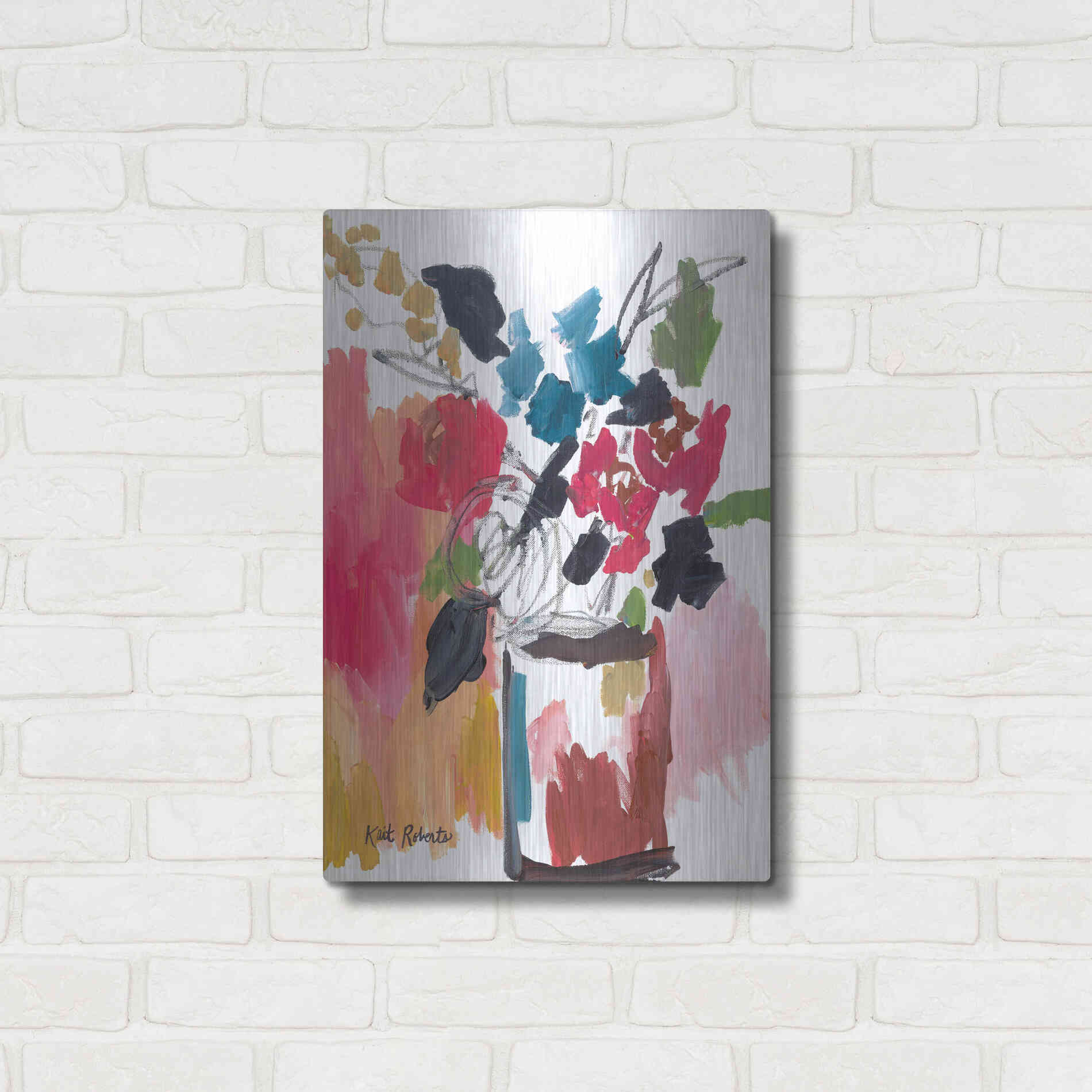 Luxe Metal Art 'Red Lipstick' by Kait Roberts, Metal Wall Art,16x24