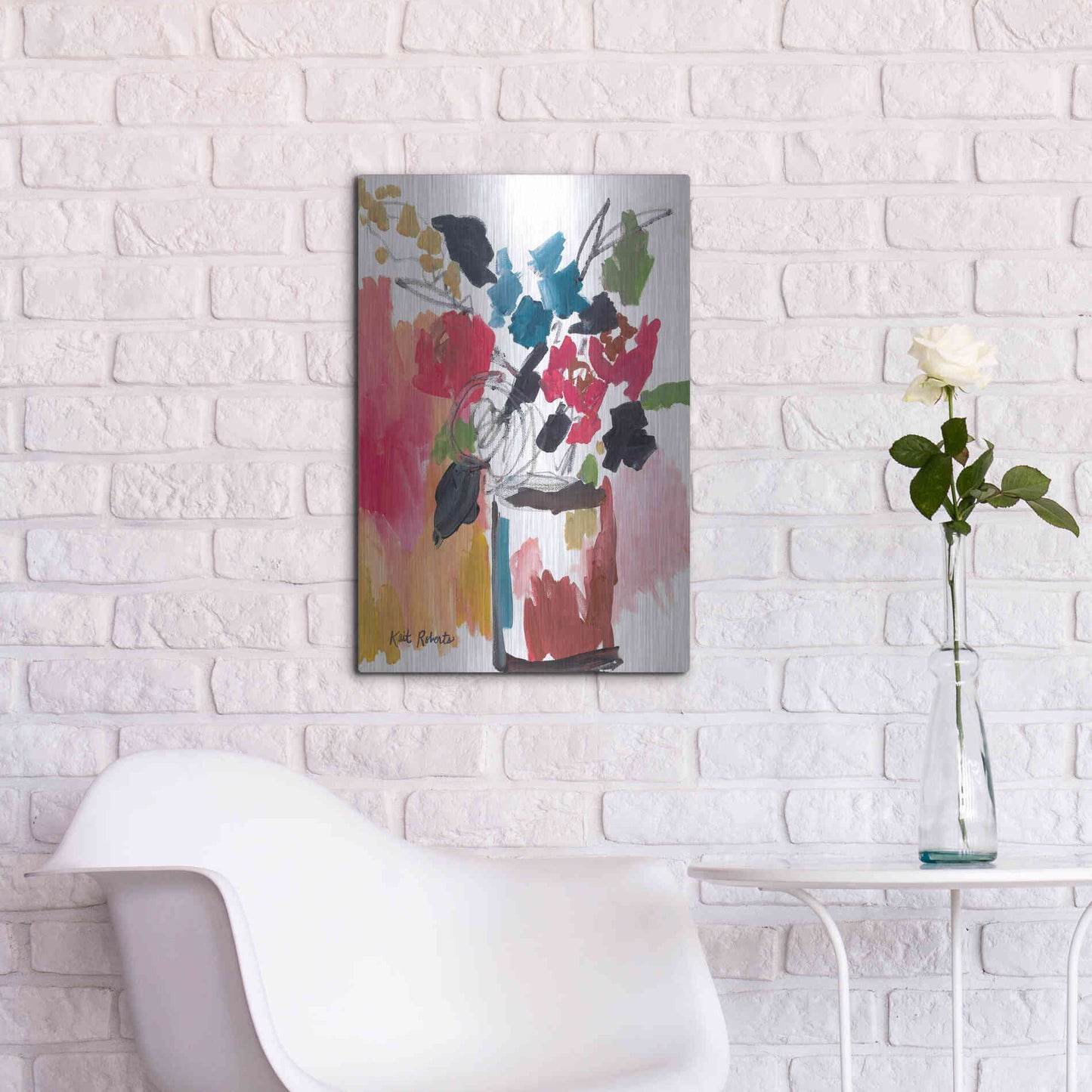 Luxe Metal Art 'Red Lipstick' by Kait Roberts, Metal Wall Art,16x24
