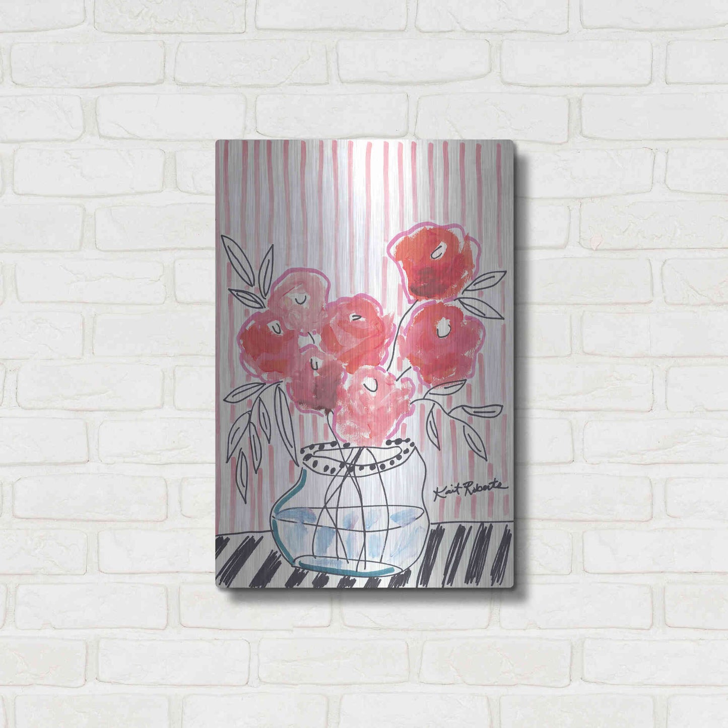 Luxe Metal Art 'Pink Lipstick' by Kait Roberts, Metal Wall Art,16x24