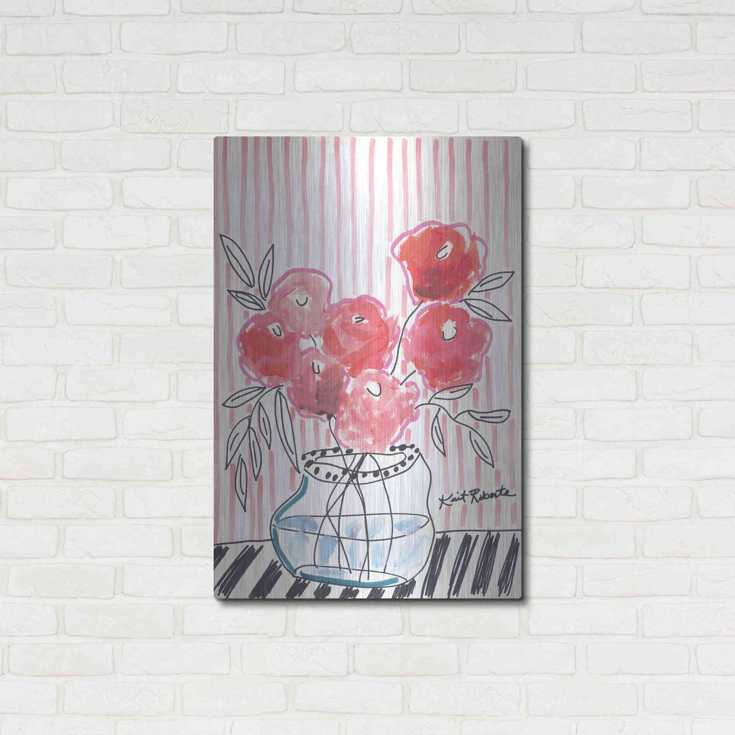 Luxe Metal Art 'Pink Lipstick' by Kait Roberts, Metal Wall Art,24x36