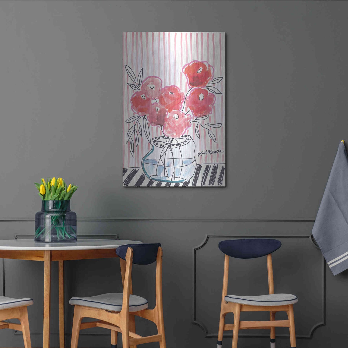 Luxe Metal Art 'Pink Lipstick' by Kait Roberts, Metal Wall Art,24x36