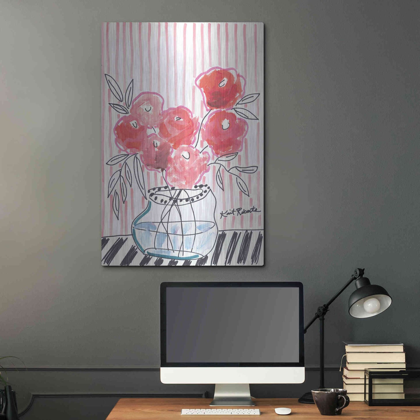 Luxe Metal Art 'Pink Lipstick' by Kait Roberts, Metal Wall Art,24x36