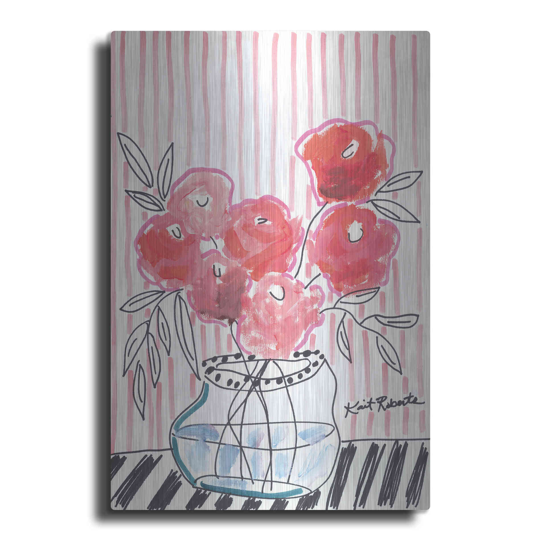 Luxe Metal Art 'Pink Lipstick' by Kait Roberts, Metal Wall Art