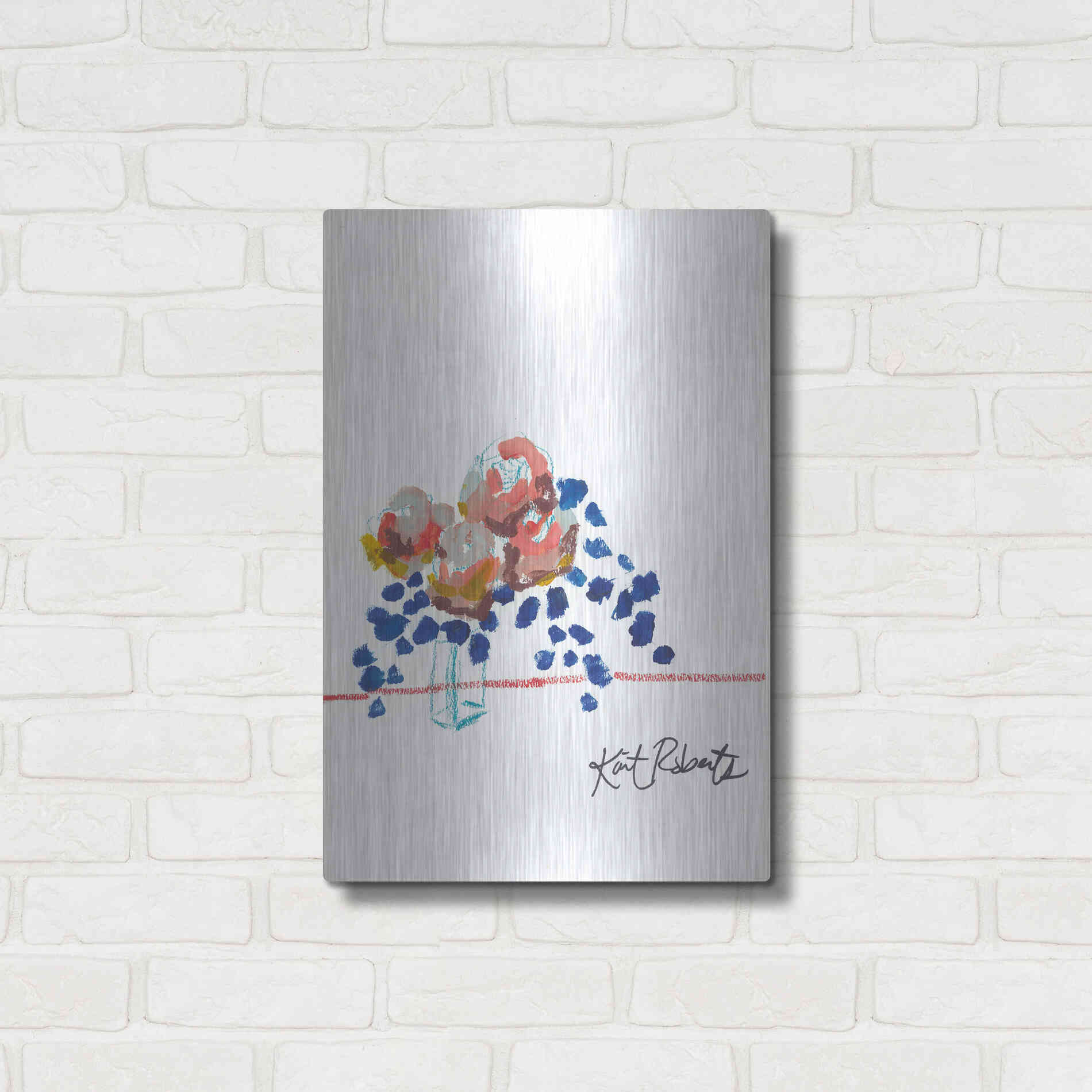 Luxe Metal Art 'Kitchen Flowers' by Kait Roberts, Metal Wall Art,16x24