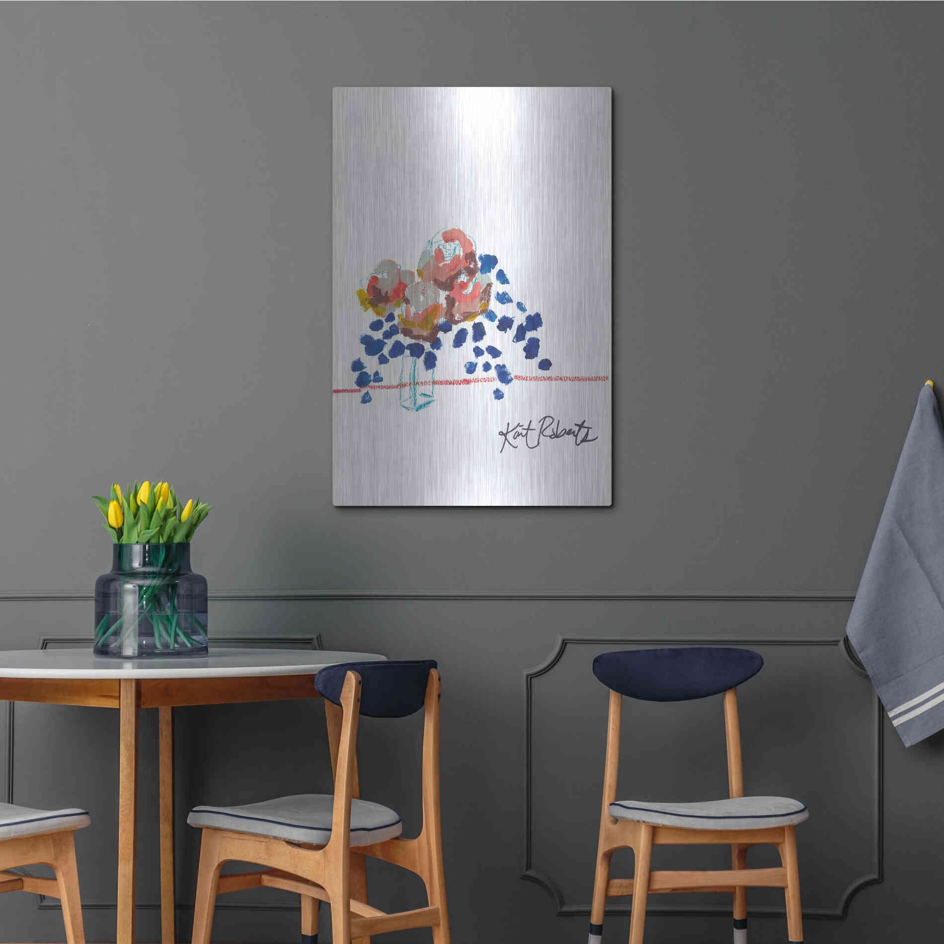 Luxe Metal Art 'Kitchen Flowers' by Kait Roberts, Metal Wall Art,24x36