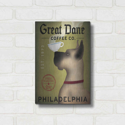 Luxe Metal Art 'Great Dane Coffee Philadelphia' by Ryan Fowler, Metal Wall Art,12x16