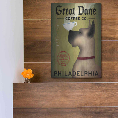 Luxe Metal Art 'Great Dane Coffee Philadelphia' by Ryan Fowler, Metal Wall Art,12x16