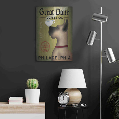 Luxe Metal Art 'Great Dane Coffee Philadelphia' by Ryan Fowler, Metal Wall Art,16x24