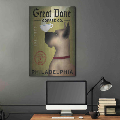 Luxe Metal Art 'Great Dane Coffee Philadelphia' by Ryan Fowler, Metal Wall Art,24x36