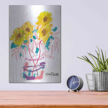 Luxe Metal Art 'Sunny Blooms' by Kait Roberts, Metal Wall Art,12x16