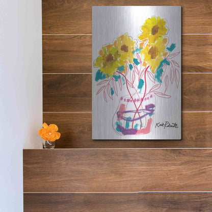 Luxe Metal Art 'Sunny Blooms' by Kait Roberts, Metal Wall Art,12x16