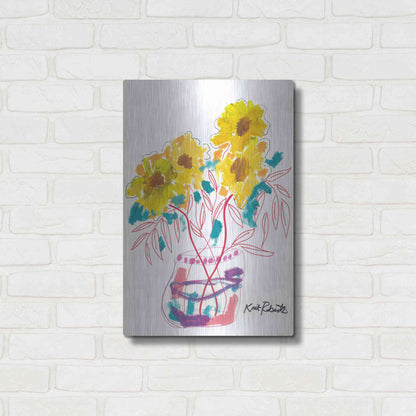 Luxe Metal Art 'Sunny Blooms' by Kait Roberts, Metal Wall Art,16x24