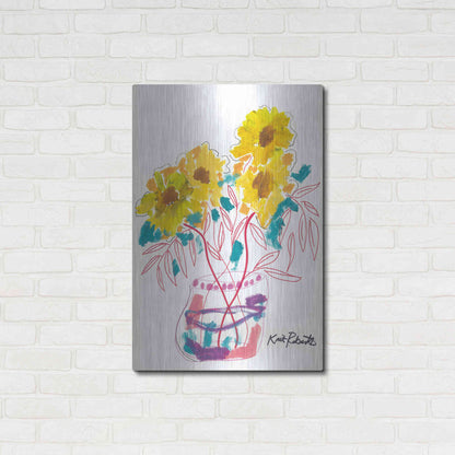 Luxe Metal Art 'Sunny Blooms' by Kait Roberts, Metal Wall Art,24x36