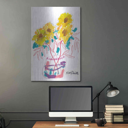 Luxe Metal Art 'Sunny Blooms' by Kait Roberts, Metal Wall Art,24x36