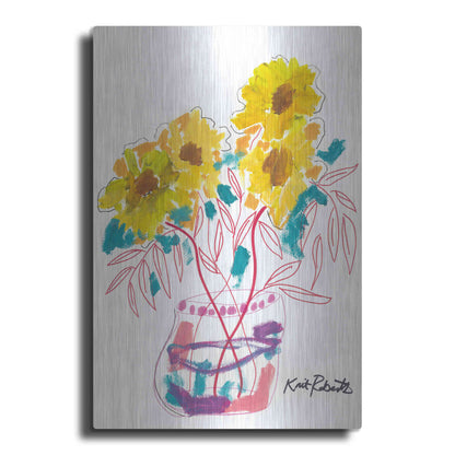 Luxe Metal Art 'Sunny Blooms' by Kait Roberts, Metal Wall Art
