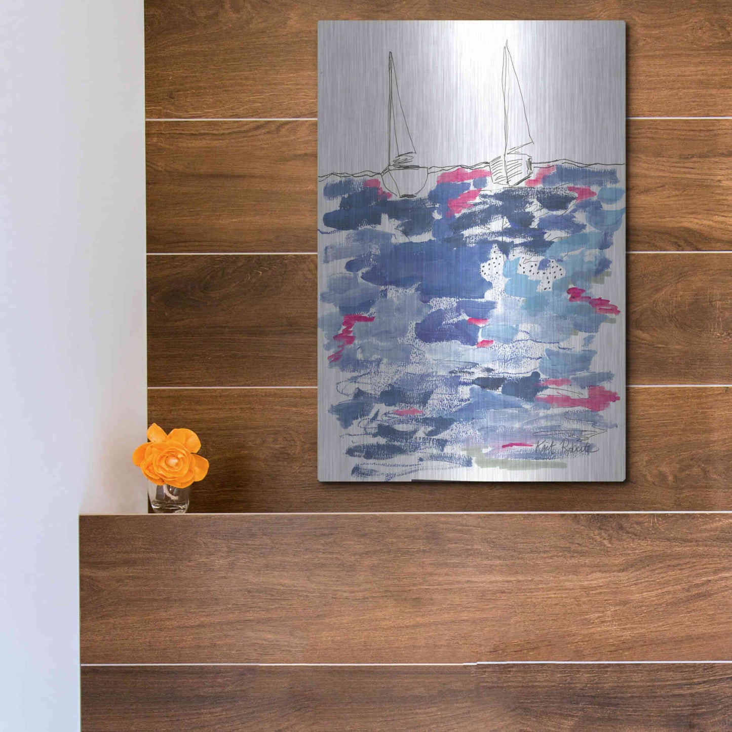 Luxe Metal Art 'View From the Beach House' by Kait Roberts, Metal Wall Art,12x16