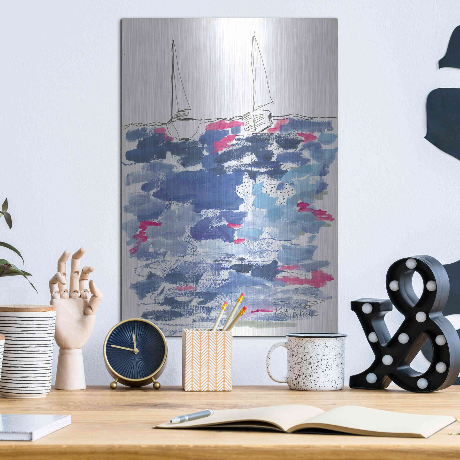 Luxe Metal Art 'View From the Beach House' by Kait Roberts, Metal Wall Art,12x16