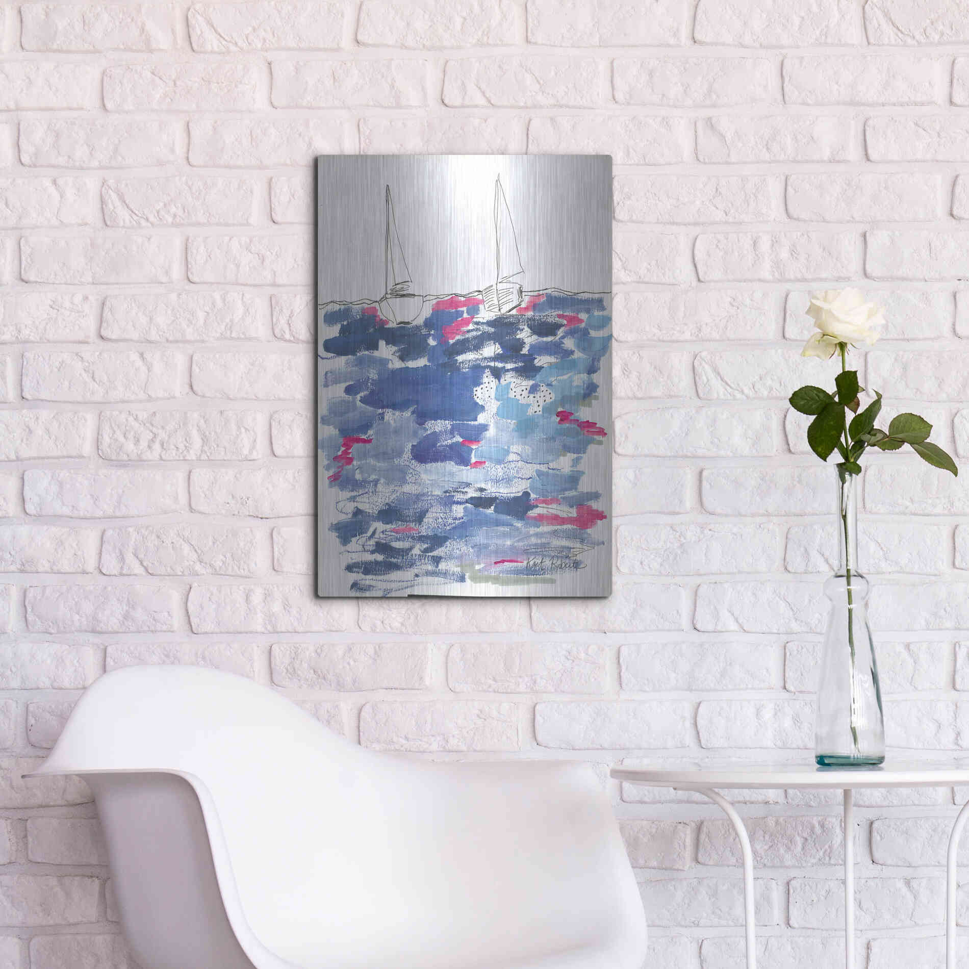 Luxe Metal Art 'View From the Beach House' by Kait Roberts, Metal Wall Art,16x24