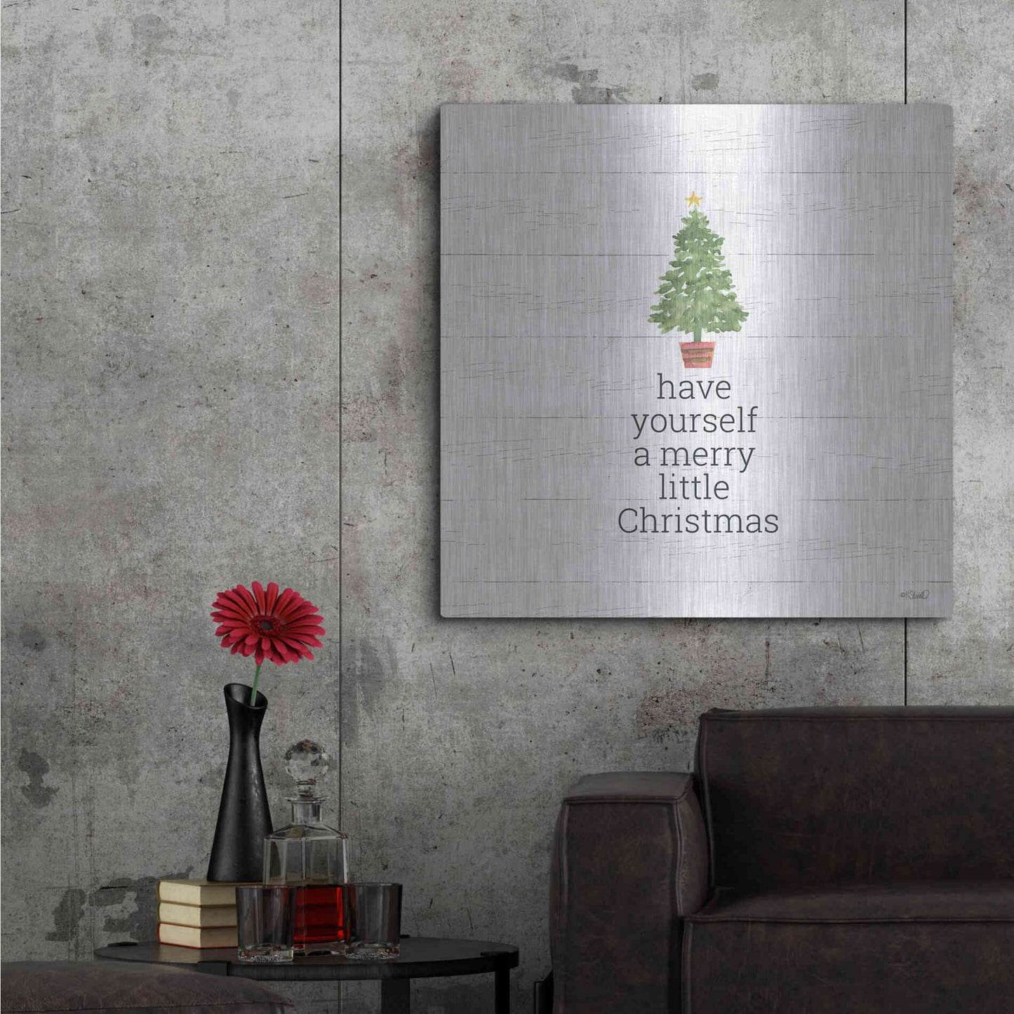 Luxe Metal Art 'Have Yourself A Merry Little Christmas' by Kate Sherrill, Metal Wall Art,36x36