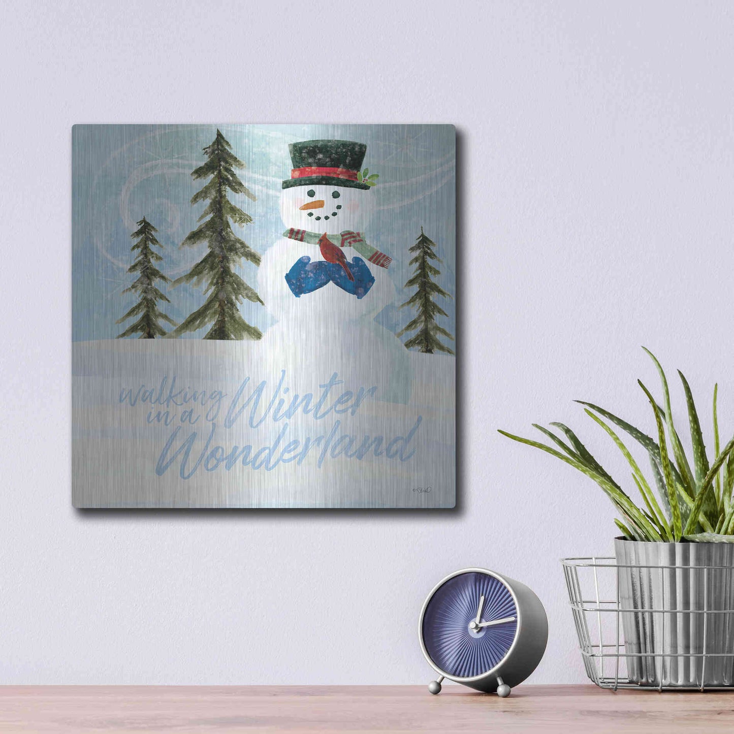 Luxe Metal Art 'Walking in a Winter Wonderland' by Kate Sherrill, Metal Wall Art,12x12