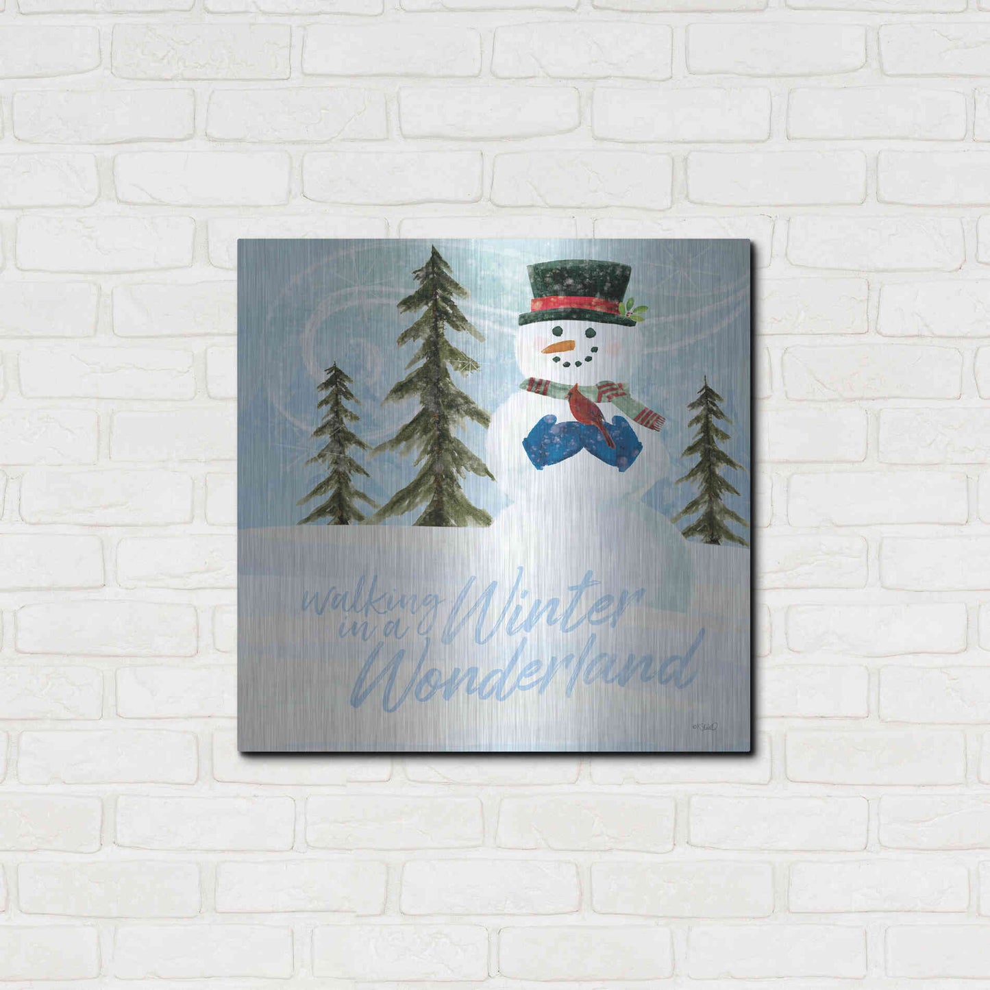 Luxe Metal Art 'Walking in a Winter Wonderland' by Kate Sherrill, Metal Wall Art,24x24