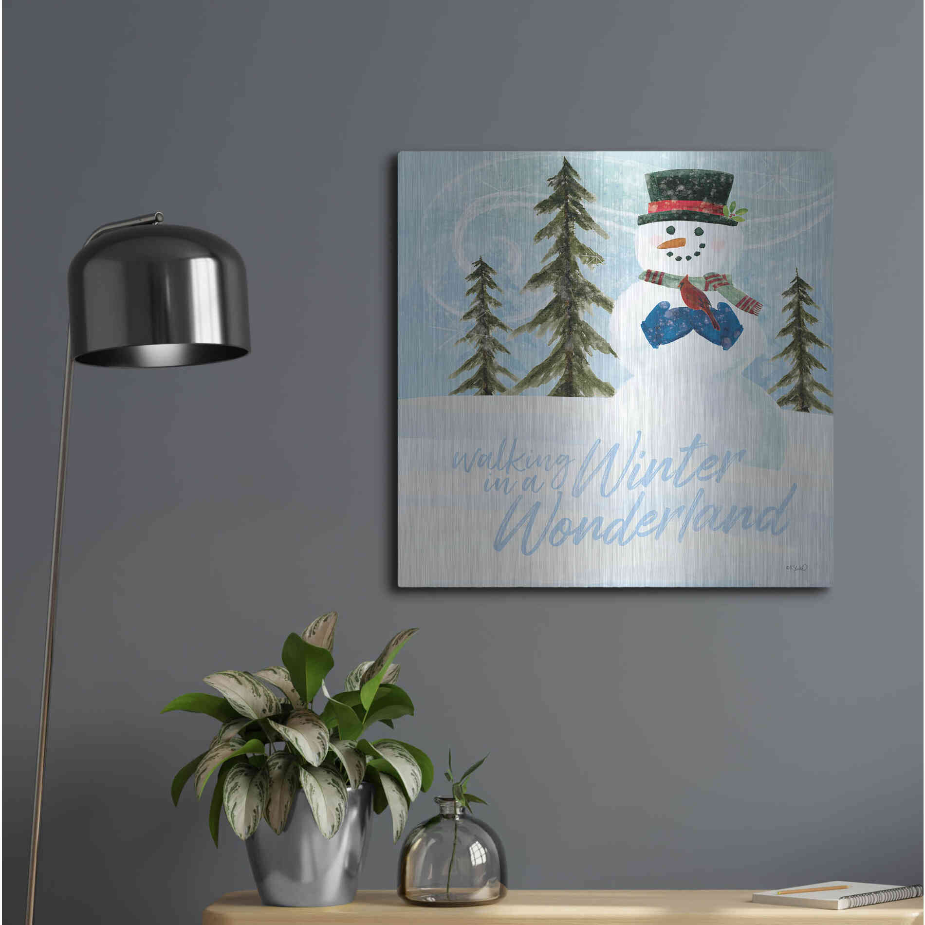 Luxe Metal Art 'Walking in a Winter Wonderland' by Kate Sherrill, Metal Wall Art,24x24