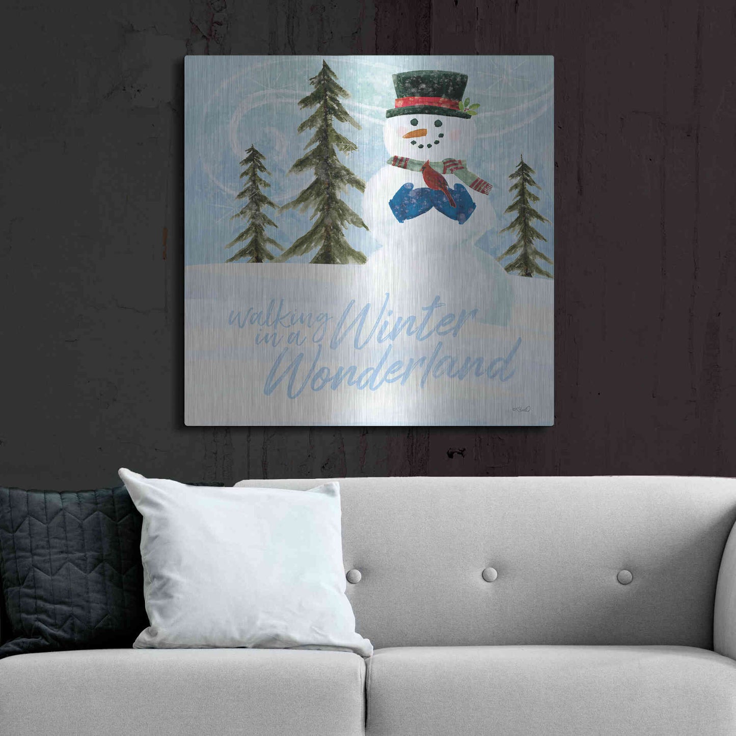 Luxe Metal Art 'Walking in a Winter Wonderland' by Kate Sherrill, Metal Wall Art,36x36