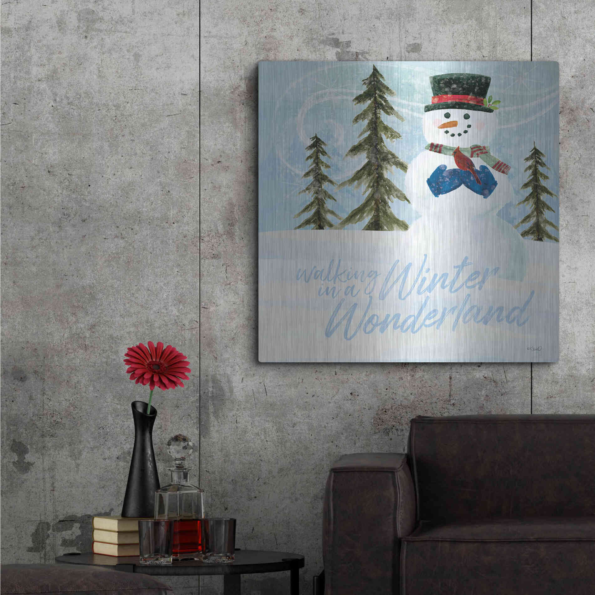 Luxe Metal Art 'Walking in a Winter Wonderland' by Kate Sherrill, Metal Wall Art,36x36