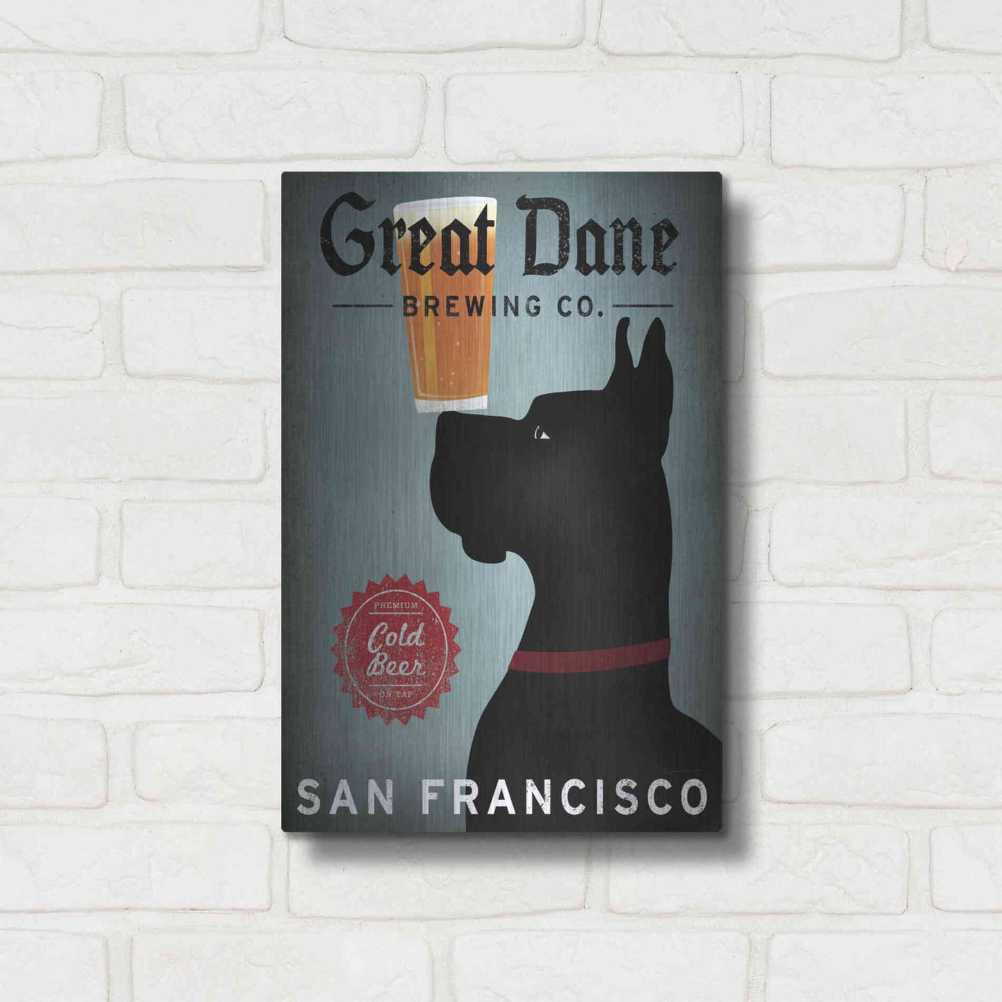 Luxe Metal Art 'Great Dane Brewing Co San Francisco' by Ryan Fowler, Metal Wall Art,12x16