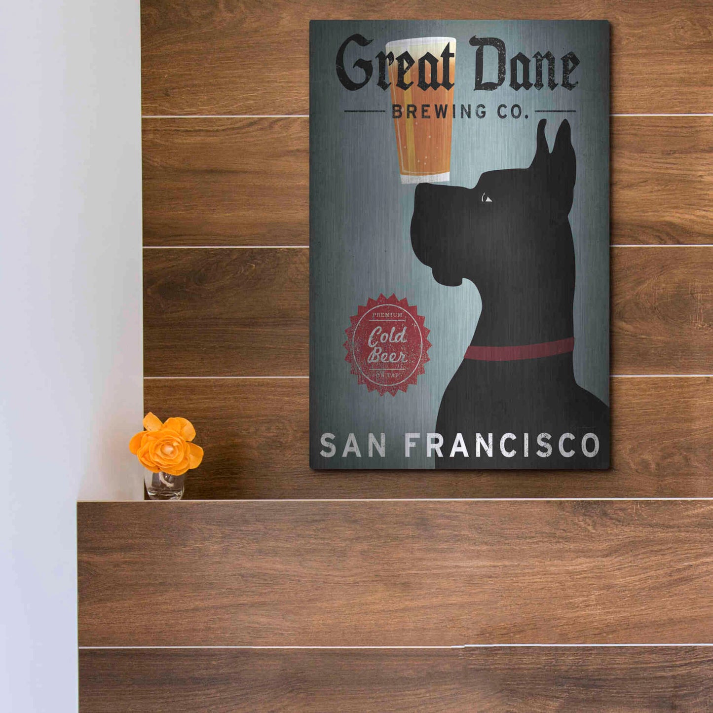 Luxe Metal Art 'Great Dane Brewing Co San Francisco' by Ryan Fowler, Metal Wall Art,12x16