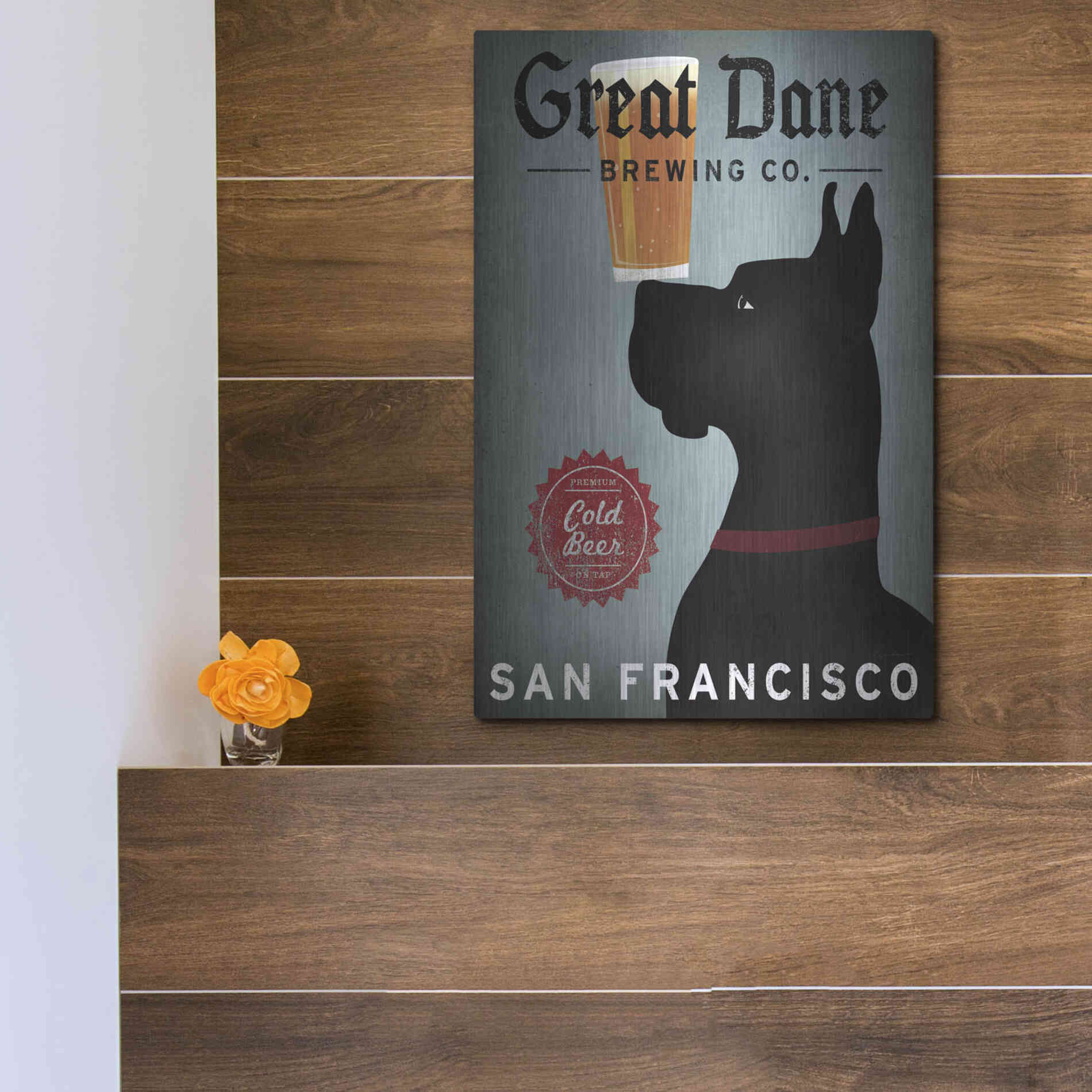 Luxe Metal Art 'Great Dane Brewing Co San Francisco' by Ryan Fowler, Metal Wall Art,12x16