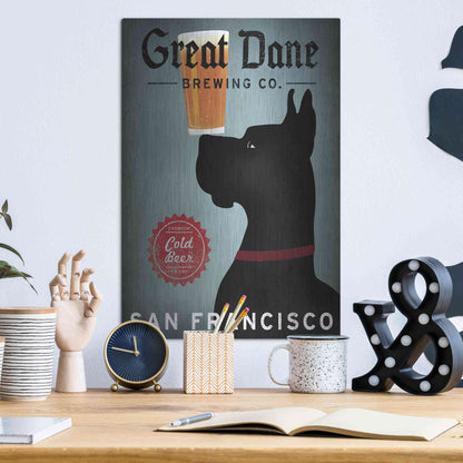 Luxe Metal Art 'Great Dane Brewing Co San Francisco' by Ryan Fowler, Metal Wall Art,12x16