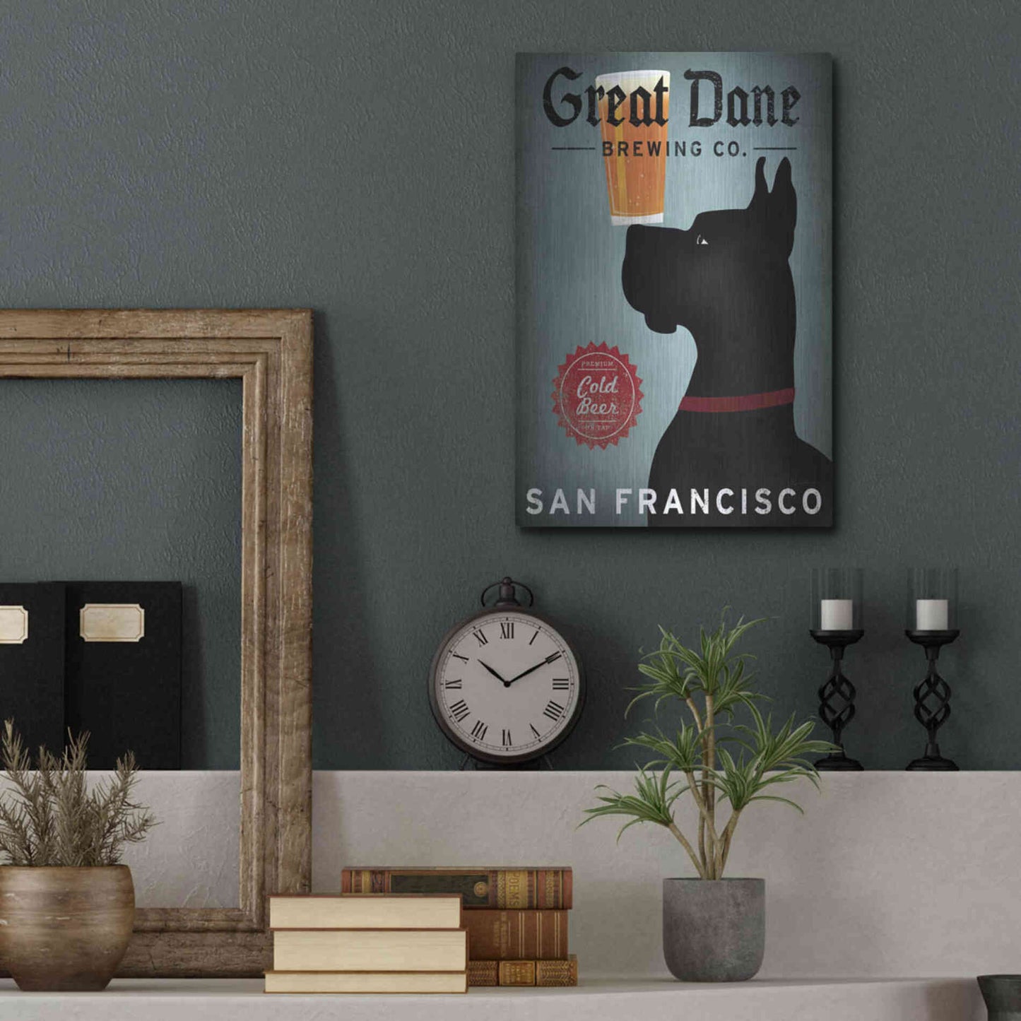 Luxe Metal Art 'Great Dane Brewing Co San Francisco' by Ryan Fowler, Metal Wall Art,12x16