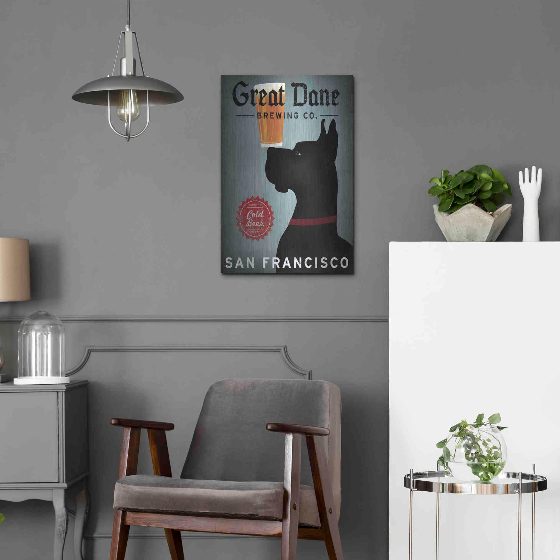 Luxe Metal Art 'Great Dane Brewing Co San Francisco' by Ryan Fowler, Metal Wall Art,16x24