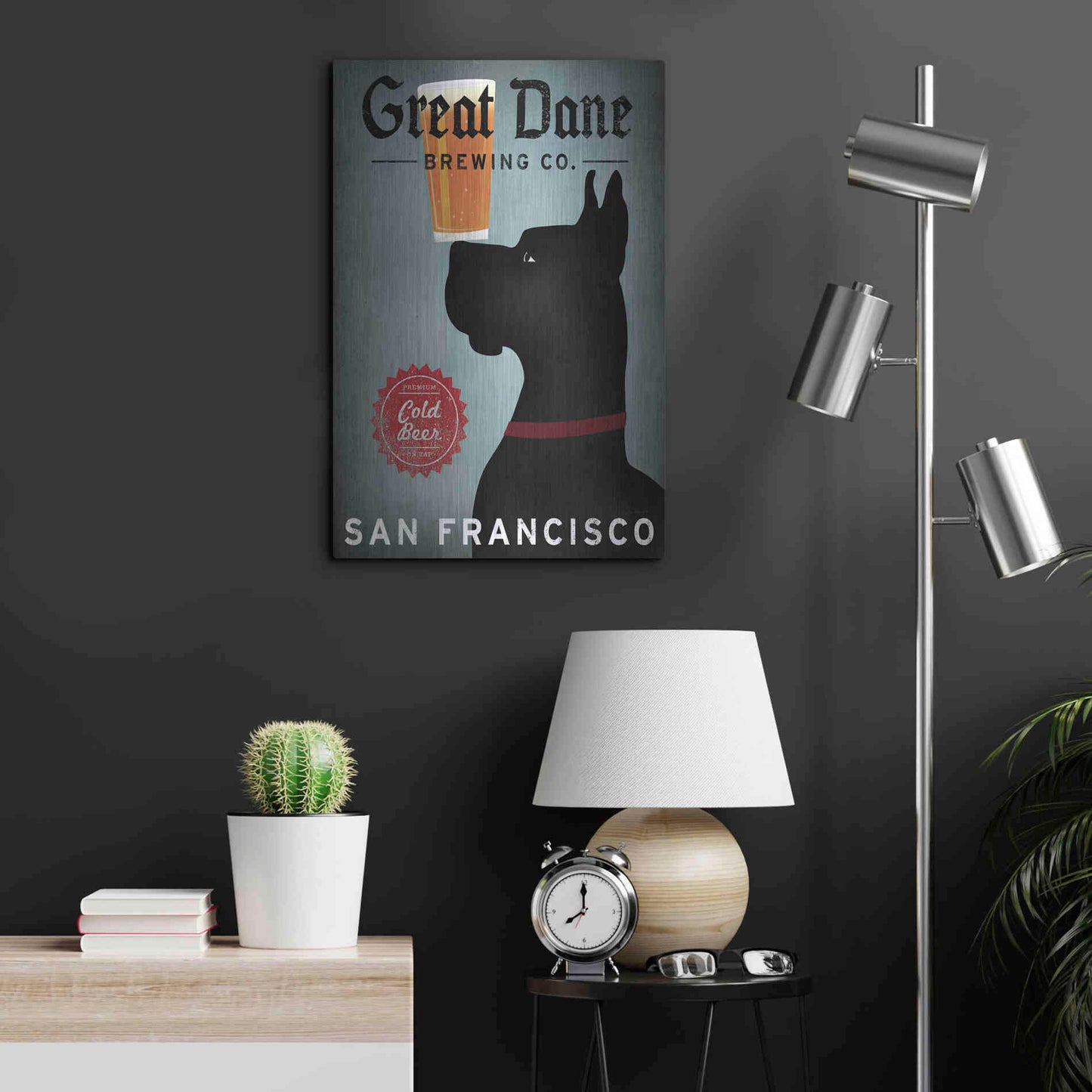 Luxe Metal Art 'Great Dane Brewing Co San Francisco' by Ryan Fowler, Metal Wall Art,16x24