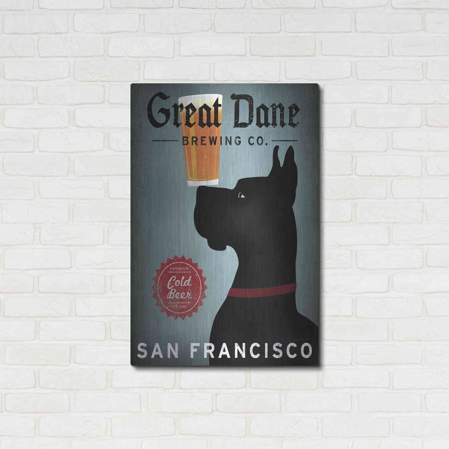Luxe Metal Art 'Great Dane Brewing Co San Francisco' by Ryan Fowler, Metal Wall Art,24x36