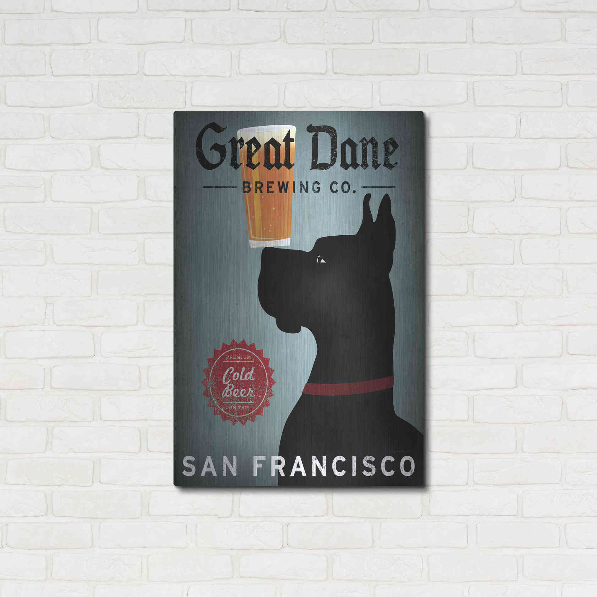 Luxe Metal Art 'Great Dane Brewing Co San Francisco' by Ryan Fowler, Metal Wall Art,24x36