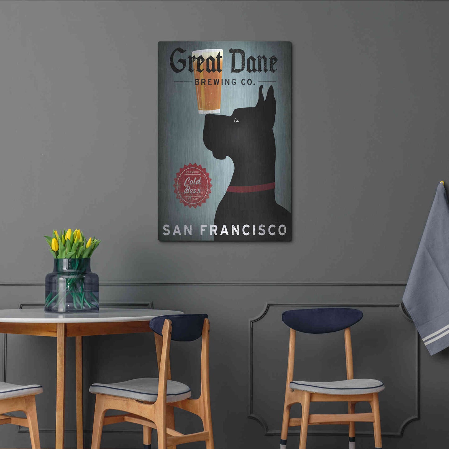 Luxe Metal Art 'Great Dane Brewing Co San Francisco' by Ryan Fowler, Metal Wall Art,24x36