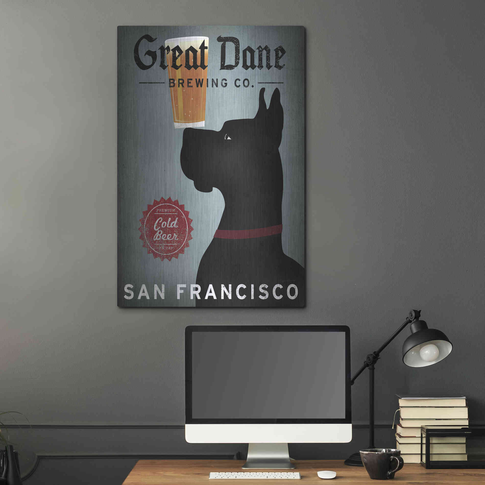 Luxe Metal Art 'Great Dane Brewing Co San Francisco' by Ryan Fowler, Metal Wall Art,24x36