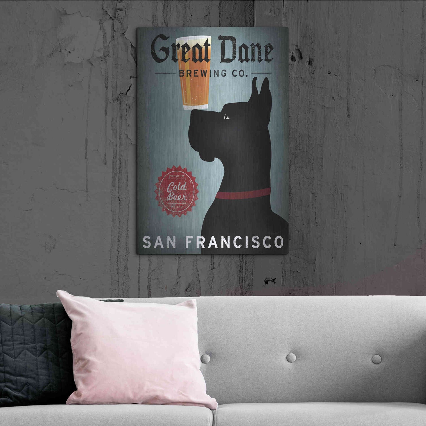 Luxe Metal Art 'Great Dane Brewing Co San Francisco' by Ryan Fowler, Metal Wall Art,24x36