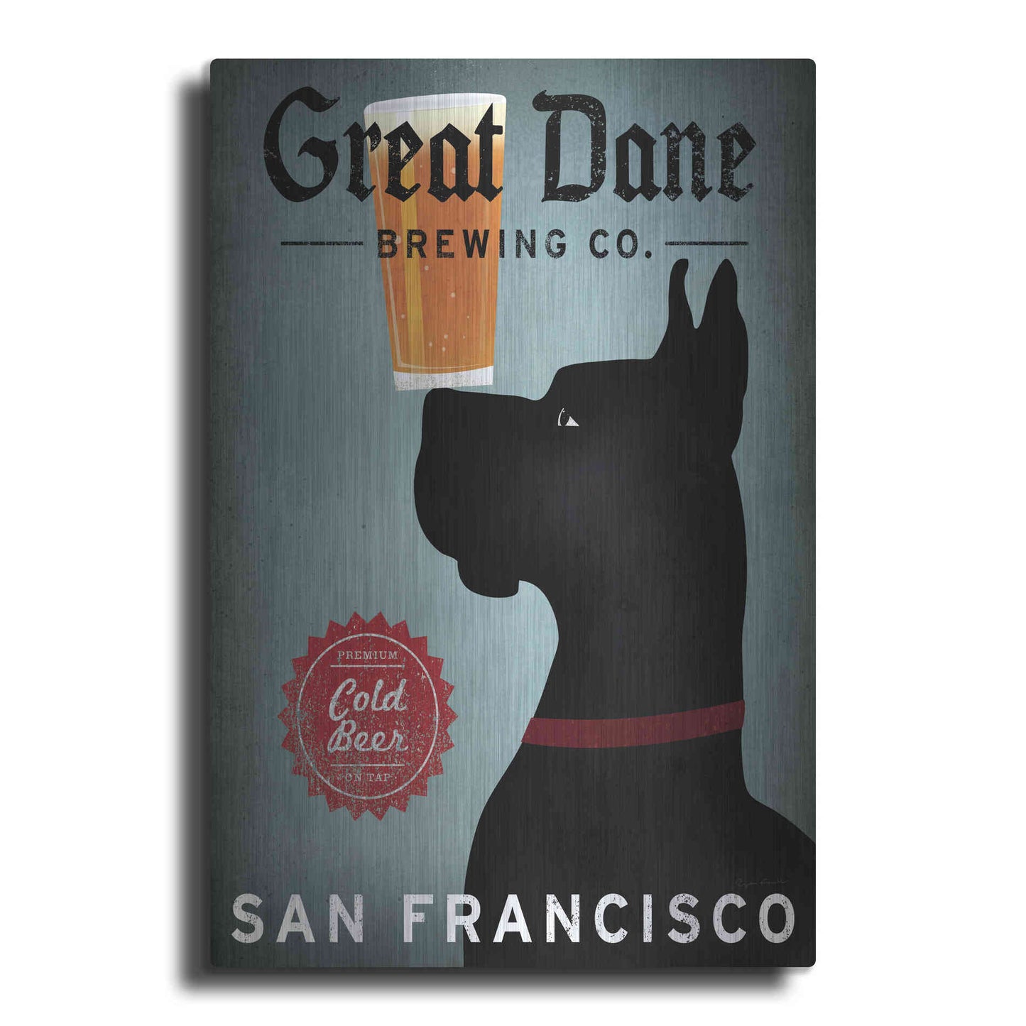Luxe Metal Art 'Great Dane Brewing Co San Francisco' by Ryan Fowler, Metal Wall Art
